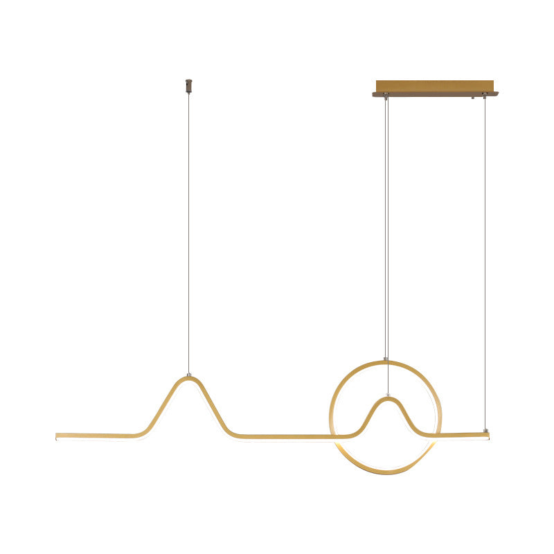 Curve Pendant Chandelier Modernism Metal Gold LED Hanging Ceiling Light, Warm/White Light Clearhalo 'Ceiling Lights' 'Chandeliers' 'Modern Chandeliers' 'Modern' Lighting' 295266