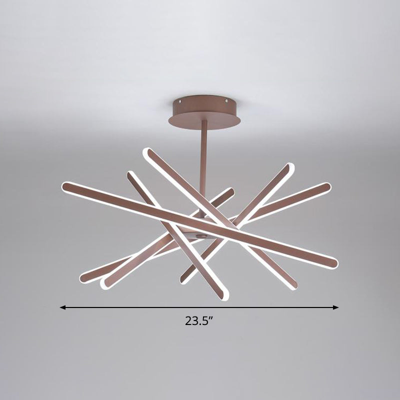 Stacked Acrylic Hanging Lamp Contemporary Coffee 23.5"/31.5" Wide LED Chandelier Pendant Light, Warm/White Light Clearhalo 'Ceiling Lights' 'Chandeliers' 'Modern Chandeliers' 'Modern' Lighting' 295277