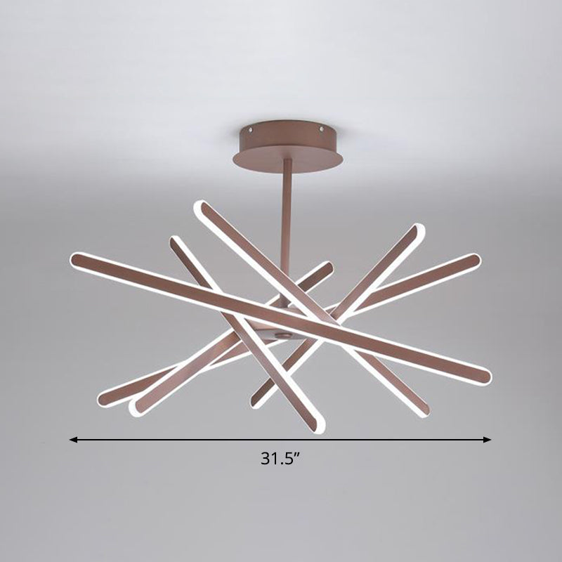 Stacked Acrylic Hanging Lamp Contemporary Coffee 23.5"/31.5" Wide LED Chandelier Pendant Light, Warm/White Light Clearhalo 'Ceiling Lights' 'Chandeliers' 'Modern Chandeliers' 'Modern' Lighting' 295278