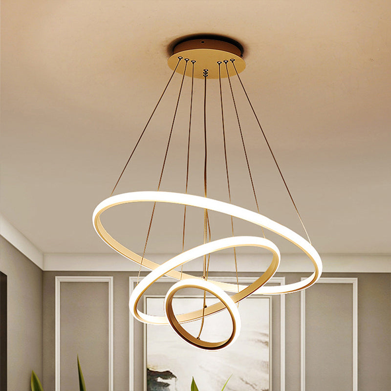 31.5"/39" Wide Ring Pendant Light Fixture Simple Style Acrylic White LED Chandelier Lamp, Warm/White Light White Clearhalo 'Ceiling Lights' 'Chandeliers' 'Modern Chandeliers' 'Modern' Lighting' 295290