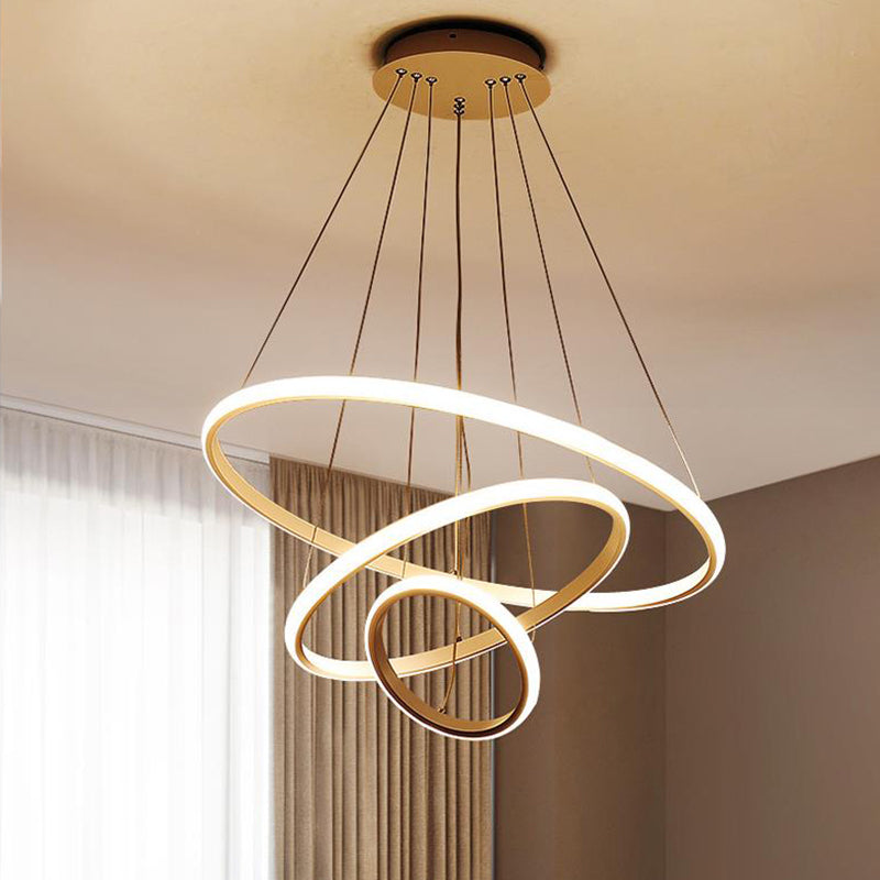 31.5"/39" Wide Ring Pendant Light Fixture Simple Style Acrylic White LED Chandelier Lamp, Warm/White Light Clearhalo 'Ceiling Lights' 'Chandeliers' 'Modern Chandeliers' 'Modern' Lighting' 295291