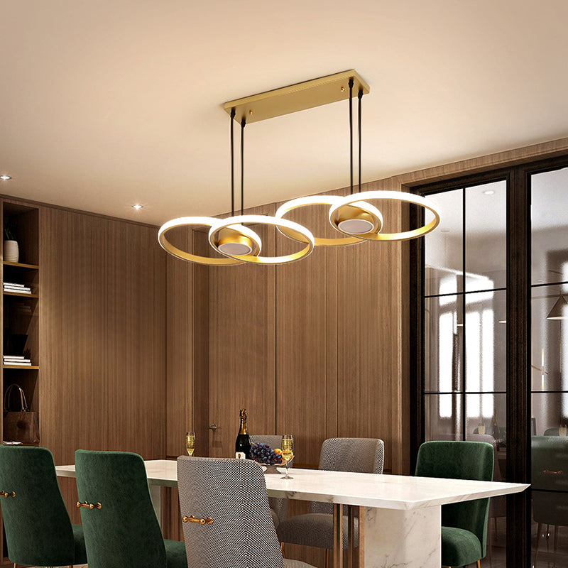 Gold Ring Island Light Fixture Postmodern Metal LED Pendant Light Kit, Warm/White Light Clearhalo 'Ceiling Lights' 'Island Lights' Lighting' 295298