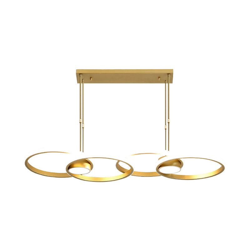 Gold Ring Island Light Fixture Postmodern Metal LED Pendant Light Kit, Warm/White Light Clearhalo 'Ceiling Lights' 'Island Lights' Lighting' 295299