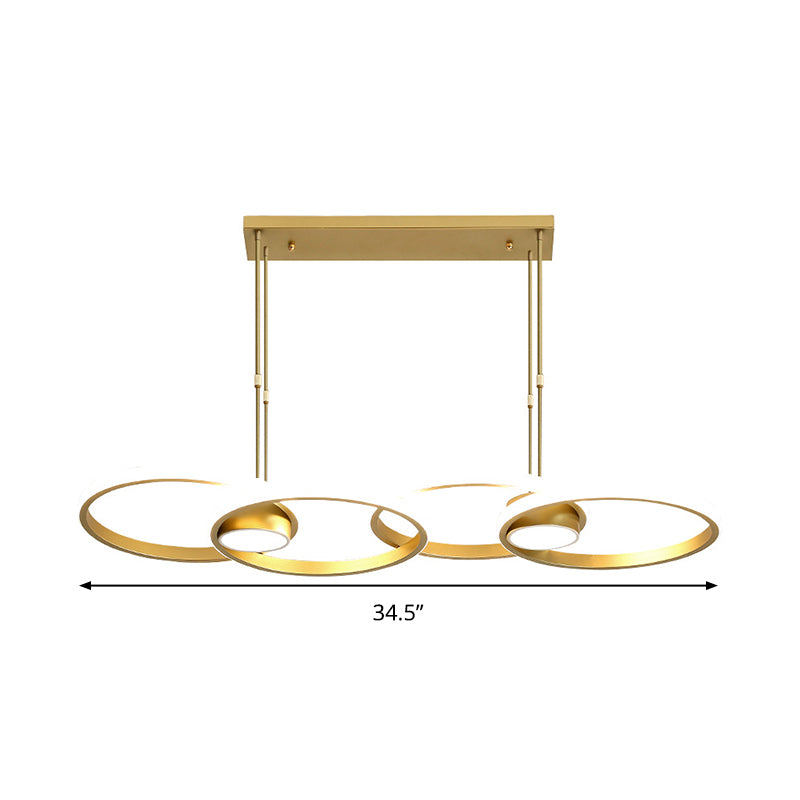 Gold Ring Island Light Fixture Postmodern Metal LED Pendant Light Kit, Warm/White Light Clearhalo 'Ceiling Lights' 'Island Lights' Lighting' 295300