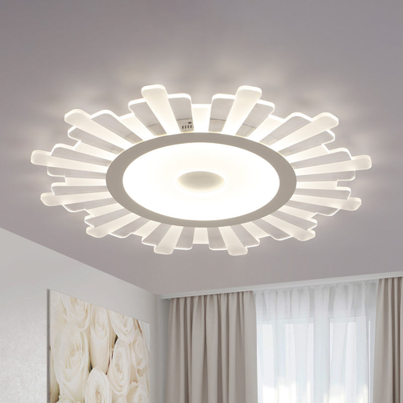 Acrylic Sun Ceiling Fixture Minimalist White 16.5"/20.5"/24.5" Wide LED Flush Mount Light, Warm/White/Inner Warm Outer White Light White Clearhalo 'Ceiling Lights' 'Close To Ceiling Lights' 'Close to ceiling' 'Flush mount' Lighting' 295302