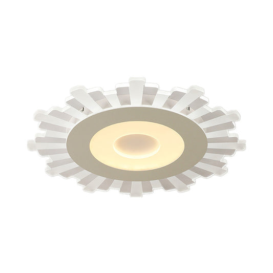 Acrylic Sun Ceiling Fixture Minimalist White 16.5"/20.5"/24.5" Wide LED Flush Mount Light, Warm/White/Inner Warm Outer White Light Clearhalo 'Ceiling Lights' 'Close To Ceiling Lights' 'Close to ceiling' 'Flush mount' Lighting' 295304