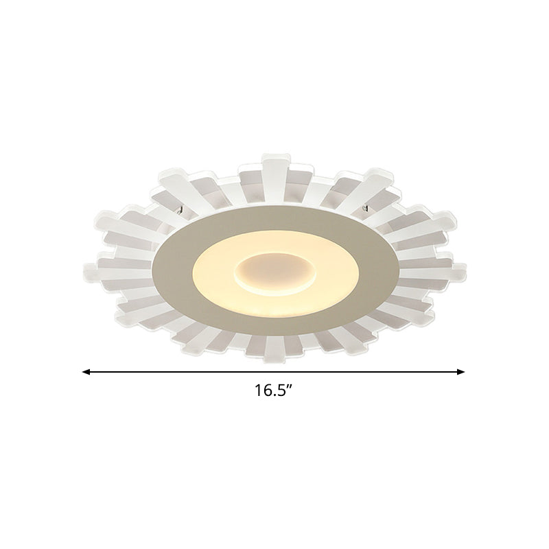 Acrylic Sun Ceiling Fixture Minimalist White 16.5"/20.5"/24.5" Wide LED Flush Mount Light, Warm/White/Inner Warm Outer White Light Clearhalo 'Ceiling Lights' 'Close To Ceiling Lights' 'Close to ceiling' 'Flush mount' Lighting' 295305