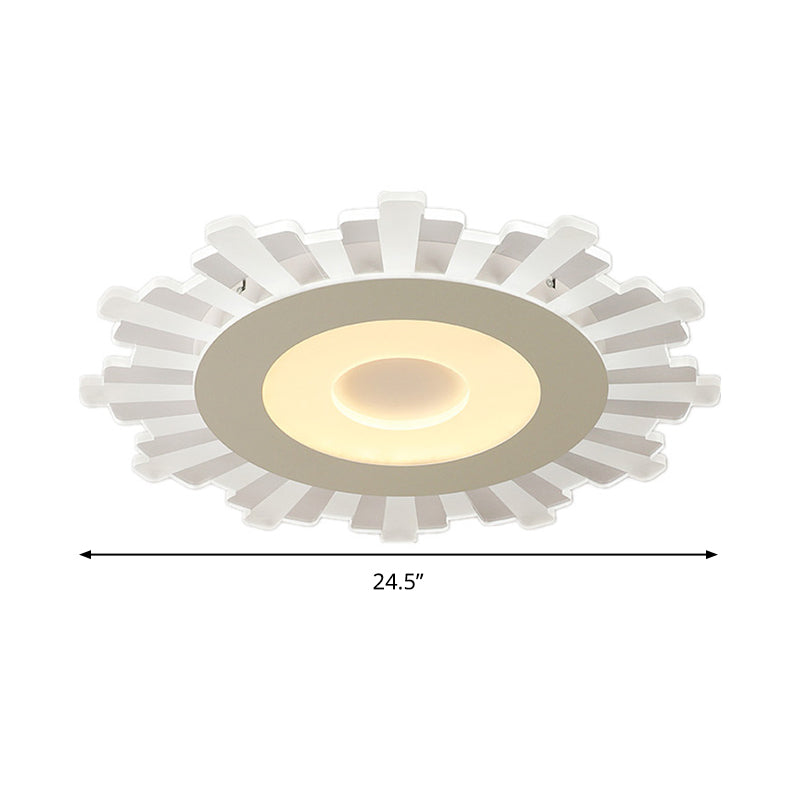 Acrylic Sun Ceiling Fixture Minimalist White 16.5"/20.5"/24.5" Wide LED Flush Mount Light, Warm/White/Inner Warm Outer White Light Clearhalo 'Ceiling Lights' 'Close To Ceiling Lights' 'Close to ceiling' 'Flush mount' Lighting' 295307