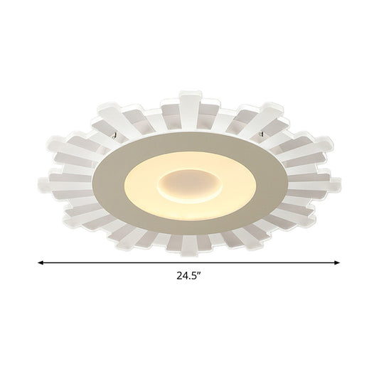 Acrylic Sun Ceiling Fixture Minimalist White 16.5"/20.5"/24.5" Wide LED Flush Mount Light, Warm/White/Inner Warm Outer White Light Clearhalo 'Ceiling Lights' 'Close To Ceiling Lights' 'Close to ceiling' 'Flush mount' Lighting' 295307