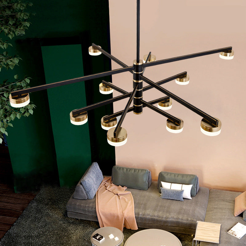 12-Head Living Room Chandelier Modern Stylish Black Ceiling Lamp with Sputnik Metallic Shade Clearhalo 'Ceiling Lights' 'Chandeliers' 'Modern Chandeliers' 'Modern' Lighting' 295314