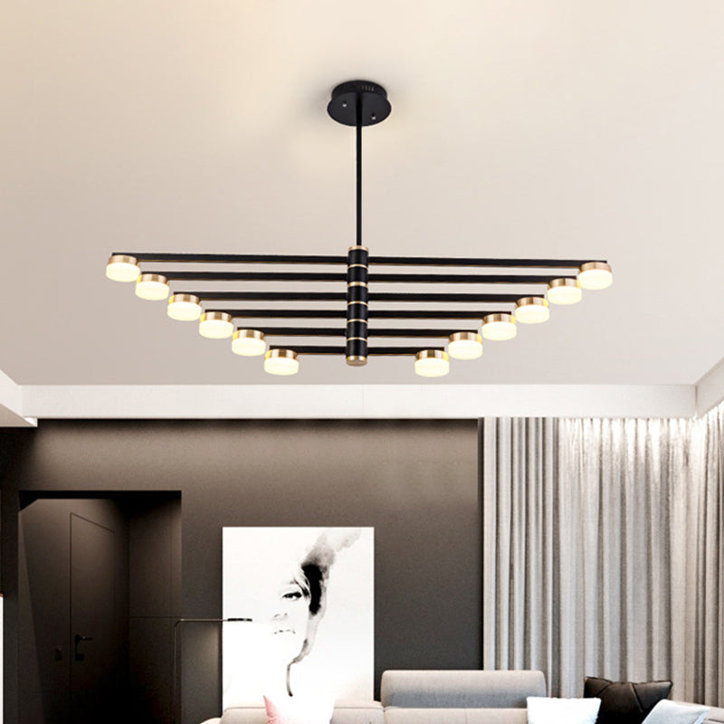 12-Head Living Room Chandelier Modern Stylish Black Ceiling Lamp with Sputnik Metallic Shade Clearhalo 'Ceiling Lights' 'Chandeliers' 'Modern Chandeliers' 'Modern' Lighting' 295315