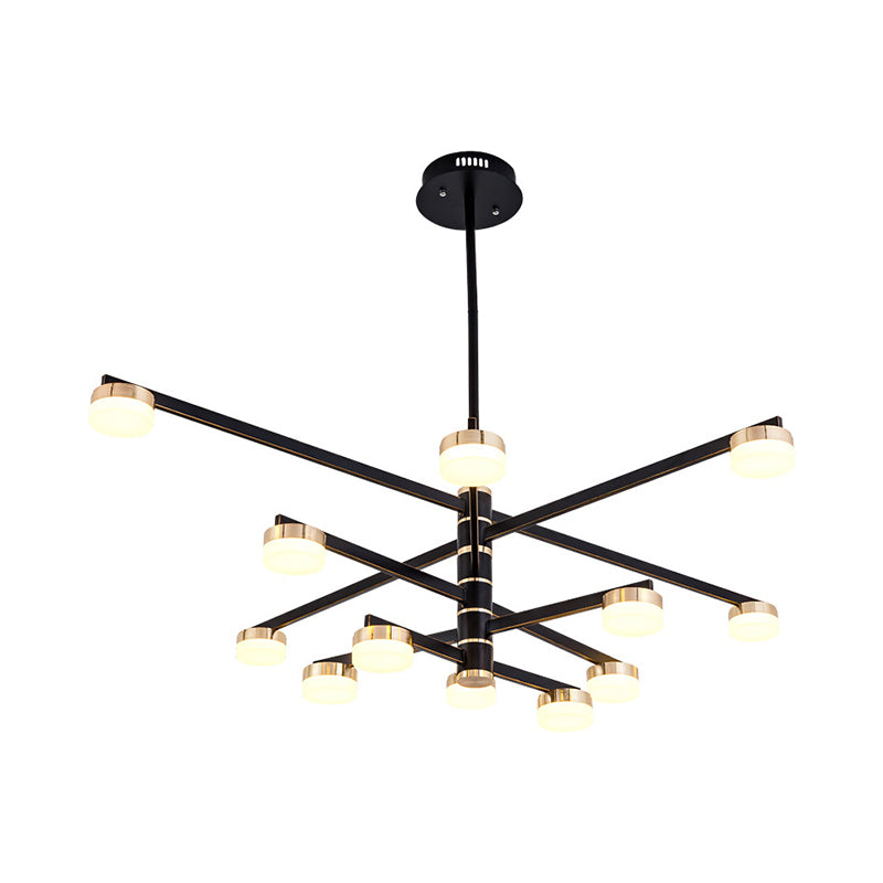 12-Head Living Room Chandelier Modern Stylish Black Ceiling Lamp with Sputnik Metallic Shade Clearhalo 'Ceiling Lights' 'Chandeliers' 'Modern Chandeliers' 'Modern' Lighting' 295316