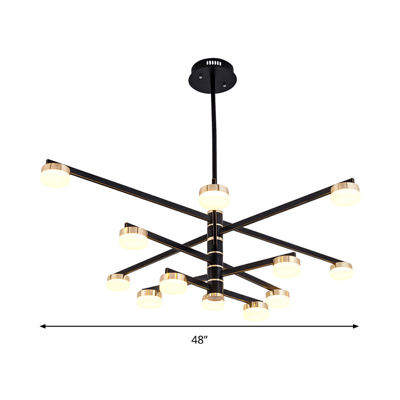 12-Head Living Room Chandelier Modern Stylish Black Ceiling Lamp with Sputnik Metallic Shade Clearhalo 'Ceiling Lights' 'Chandeliers' 'Modern Chandeliers' 'Modern' Lighting' 295317