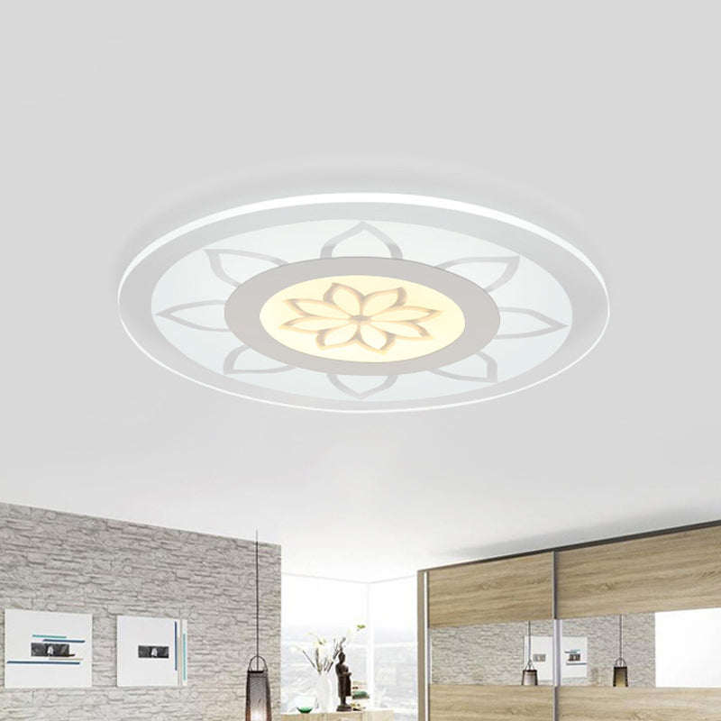 Lotus Flush Mount Lighting Modern Acrylic White 16.5"/20.5" Wide Ceiling Lamp in Warm/White/3 Color Light for Living room White 3 Color Clearhalo 'Ceiling Lights' 'Close To Ceiling Lights' 'Close to ceiling' 'Flush mount' Lighting' 295323