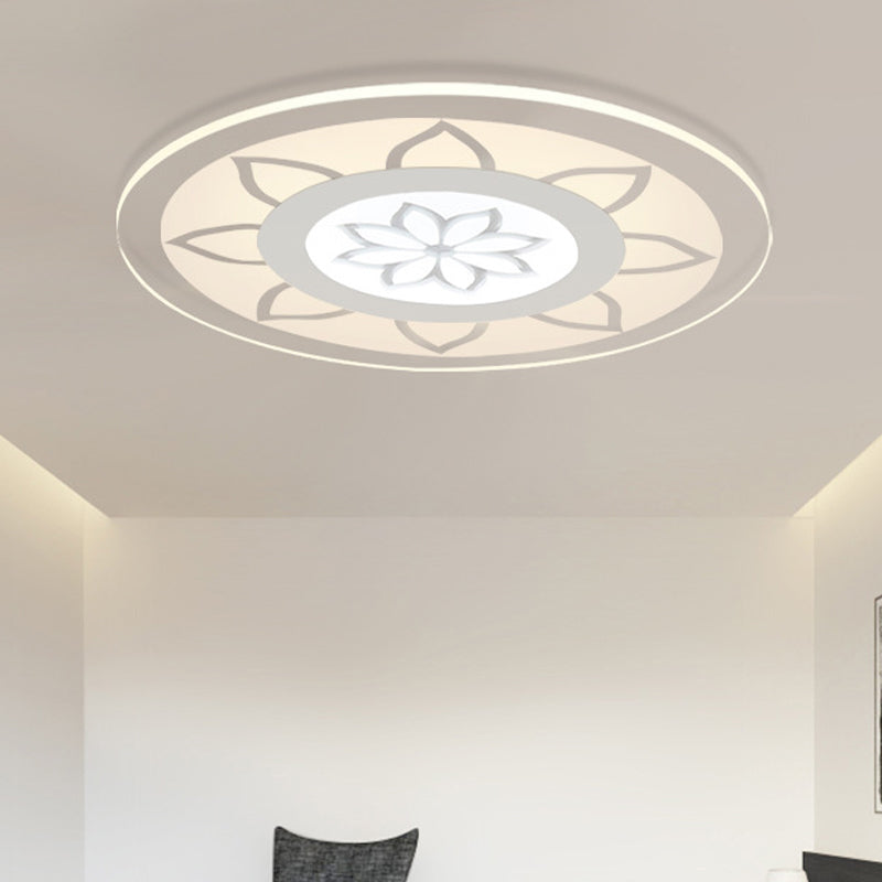 Lotus Flush Mount Lighting Modern Acrylic White 16.5"/20.5" Wide Ceiling Lamp in Warm/White/3 Color Light for Living room White Warm Clearhalo 'Ceiling Lights' 'Close To Ceiling Lights' 'Close to ceiling' 'Flush mount' Lighting' 295324