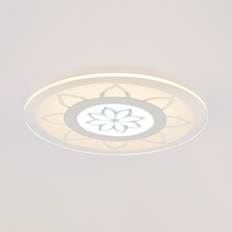 Lotus Flush Mount Lighting Modern Acrylic White 16.5"/20.5" Wide Ceiling Lamp in Warm/White/3 Color Light for Living room Clearhalo 'Ceiling Lights' 'Close To Ceiling Lights' 'Close to ceiling' 'Flush mount' Lighting' 295326