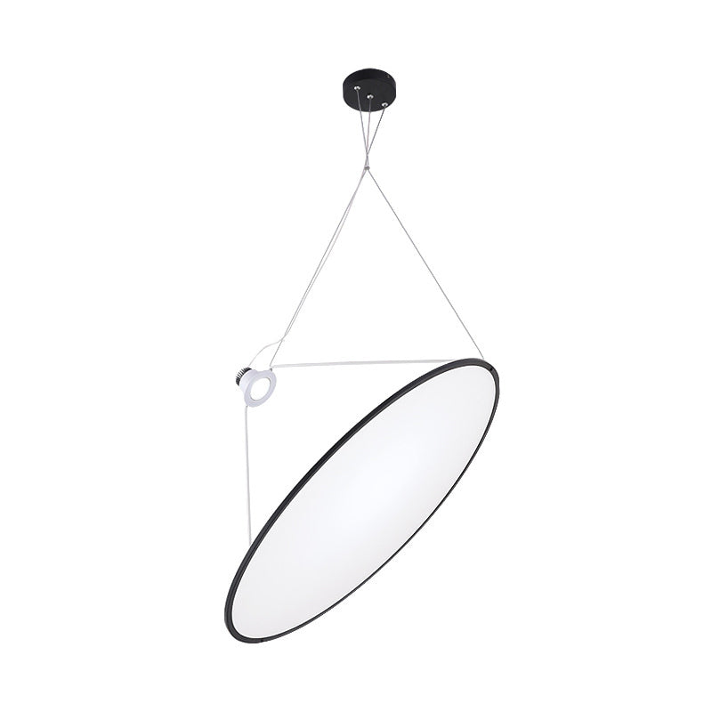 Black Oval Ceiling Pendant Minimalist LED Panel Acrylic Chandelier in Warm Light Clearhalo 'Ceiling Lights' 'Chandeliers' 'Modern Chandeliers' 'Modern' Lighting' 295364