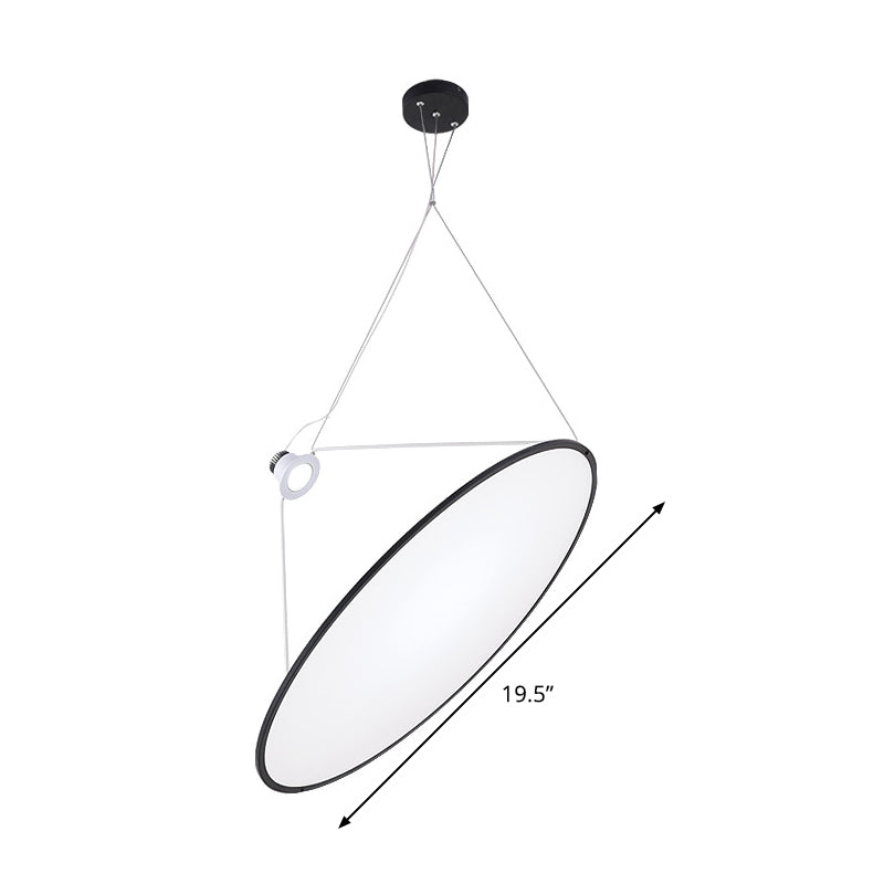 Black Oval Ceiling Pendant Minimalist LED Panel Acrylic Chandelier in Warm Light Clearhalo 'Ceiling Lights' 'Chandeliers' 'Modern Chandeliers' 'Modern' Lighting' 295365