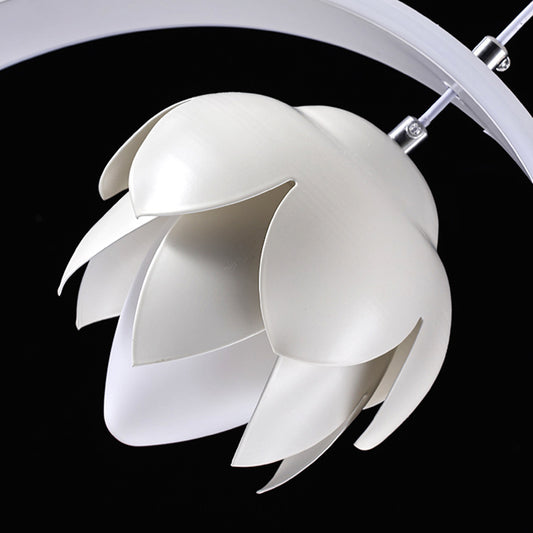 Modern Stylish Lotus Hanging Pendant Acrylic Dining Room LED Chandelier Lamp in White Clearhalo 'Ceiling Lights' 'Chandeliers' 'Modern Chandeliers' 'Modern' Lighting' 295395