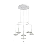 6-Head Living Room Chandelier Modernist Style White Hanging Ceiling Light with Floral Acrylic Shade Clearhalo 'Ceiling Lights' 'Chandeliers' 'Modern Chandeliers' 'Modern' Lighting' 295400