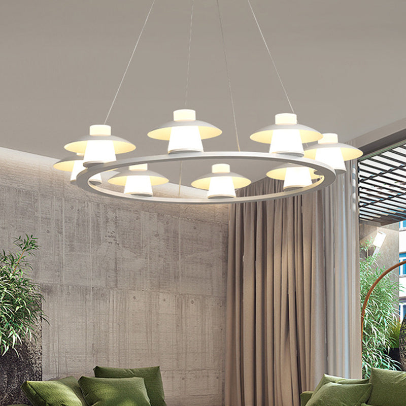 Mushroom Acrylic Chandelier Pendant Modernist 6/8-Head White LED Hanging Ceiling Lamp in Warm/White Light Clearhalo 'Ceiling Lights' 'Chandeliers' 'Modern Chandeliers' 'Modern' Lighting' 295407