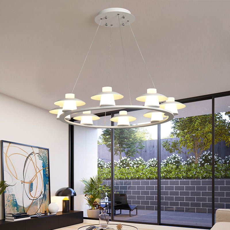 Mushroom Acrylic Chandelier Pendant Modernist 6/8-Head White LED Hanging Ceiling Lamp in Warm/White Light Clearhalo 'Ceiling Lights' 'Chandeliers' 'Modern Chandeliers' 'Modern' Lighting' 295408