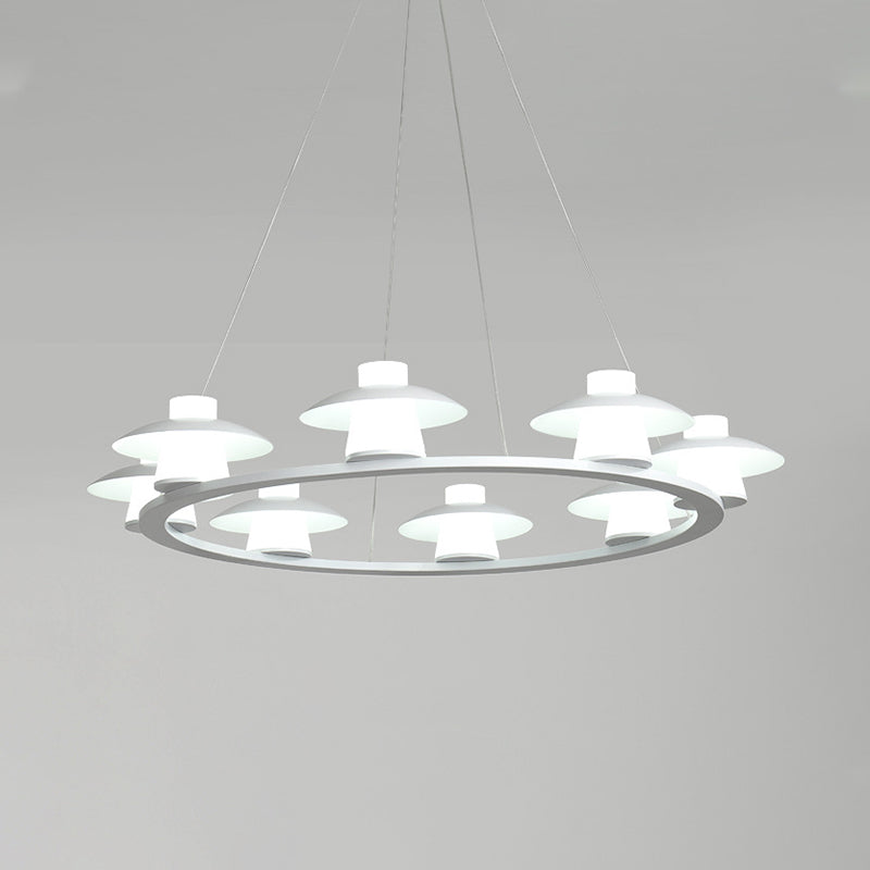 Mushroom Acrylic Chandelier Pendant Modernist 6/8-Head White LED Hanging Ceiling Lamp in Warm/White Light 8 White White Clearhalo 'Ceiling Lights' 'Chandeliers' 'Modern Chandeliers' 'Modern' Lighting' 295409