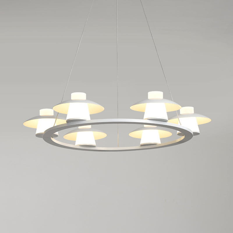 Mushroom Acrylic Chandelier Pendant Modernist 6/8-Head White LED Hanging Ceiling Lamp in Warm/White Light Clearhalo 'Ceiling Lights' 'Chandeliers' 'Modern Chandeliers' 'Modern' Lighting' 295412