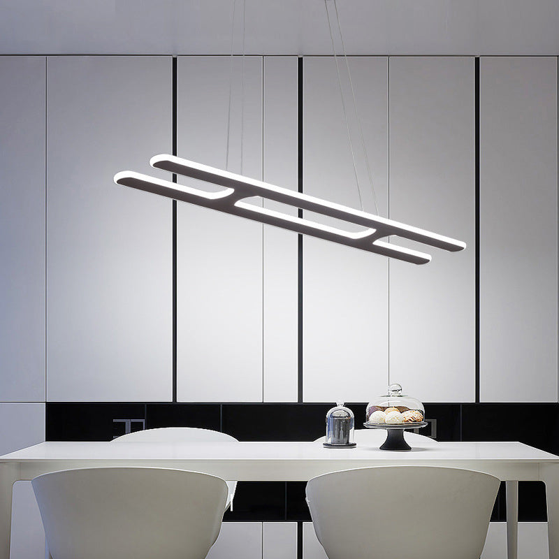 Black Ladder Shape Hanging Pendant Modernity 23.5"/31.5"/39" W LED Acrylic over Island Lighting in Warm/White Light Black White Clearhalo 'Ceiling Lights' 'Island Lights' Lighting' 295429