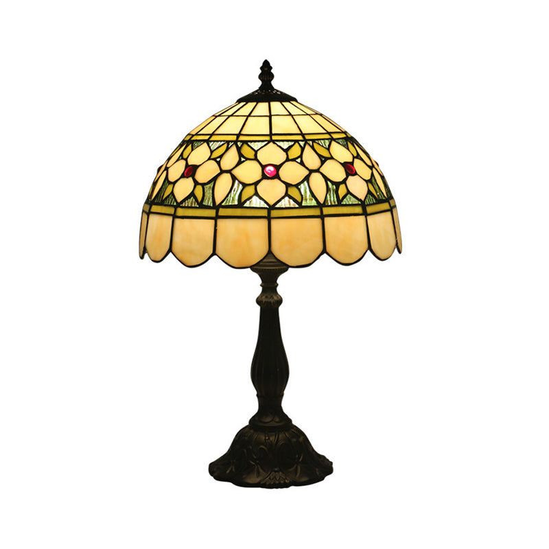 Mediterranean Dragonfly/Star/Tulip Nightstand Lamp Single Head Stained Glass Table Light in Bronze for Bedside Clearhalo 'Lamps' 'Table Lamps' Lighting' 295543