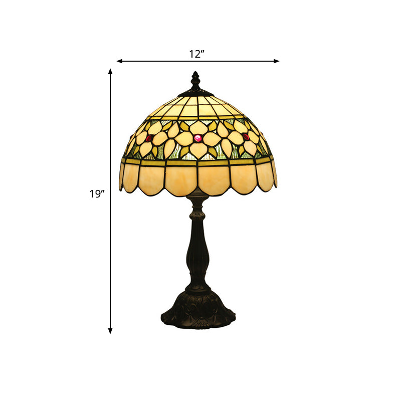 Mediterranean Dragonfly/Star/Tulip Nightstand Lamp Single Head Stained Glass Table Light in Bronze for Bedside Clearhalo 'Lamps' 'Table Lamps' Lighting' 295544