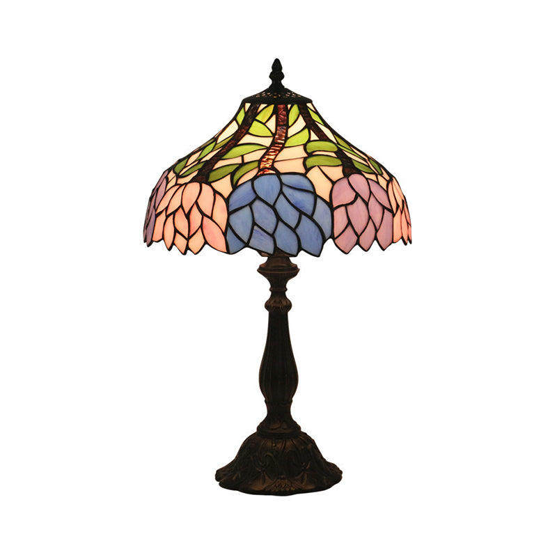 Mediterranean Dragonfly/Star/Tulip Nightstand Lamp Single Head Stained Glass Table Light in Bronze for Bedside Clearhalo 'Lamps' 'Table Lamps' Lighting' 295547