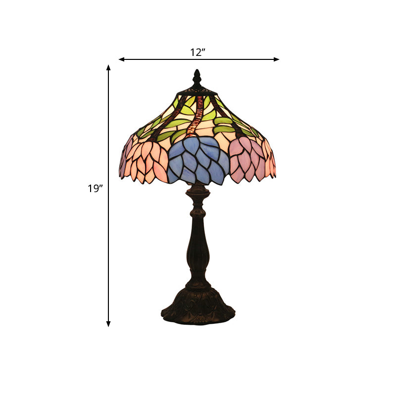 Mediterranean Dragonfly/Star/Tulip Nightstand Lamp Single Head Stained Glass Table Light in Bronze for Bedside Clearhalo 'Lamps' 'Table Lamps' Lighting' 295548