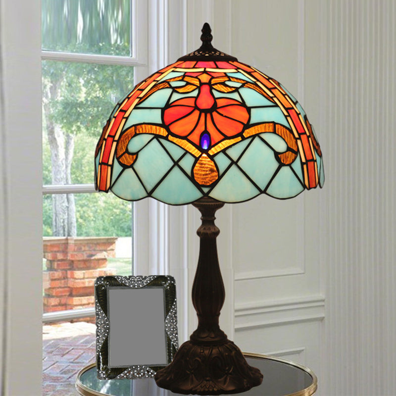 Mediterranean Dragonfly/Star/Tulip Nightstand Lamp Single Head Stained Glass Table Light in Bronze for Bedside Bronze Blue Clearhalo 'Lamps' 'Table Lamps' Lighting' 295555_dedc5696-8ad8-4854-bc25-562e50a76d2c