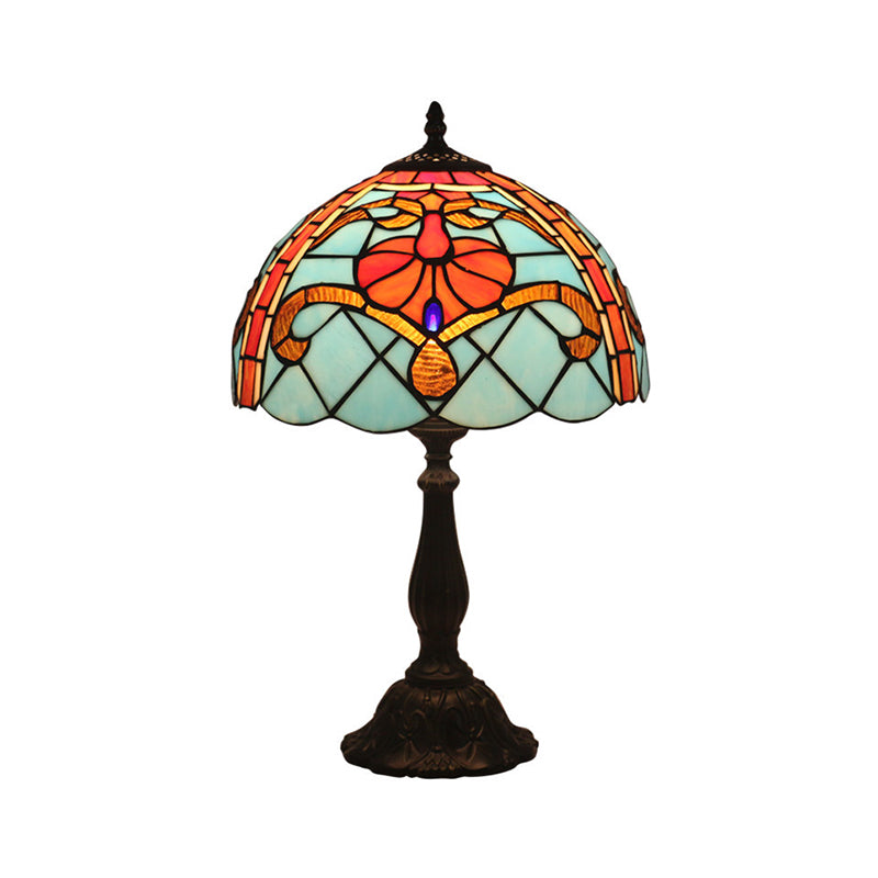 Mediterranean Dragonfly/Star/Tulip Nightstand Lamp Single Head Stained Glass Table Light in Bronze for Bedside Clearhalo 'Lamps' 'Table Lamps' Lighting' 295556_51beb5ba-c9b9-4a1e-8e1e-0037c5764e10