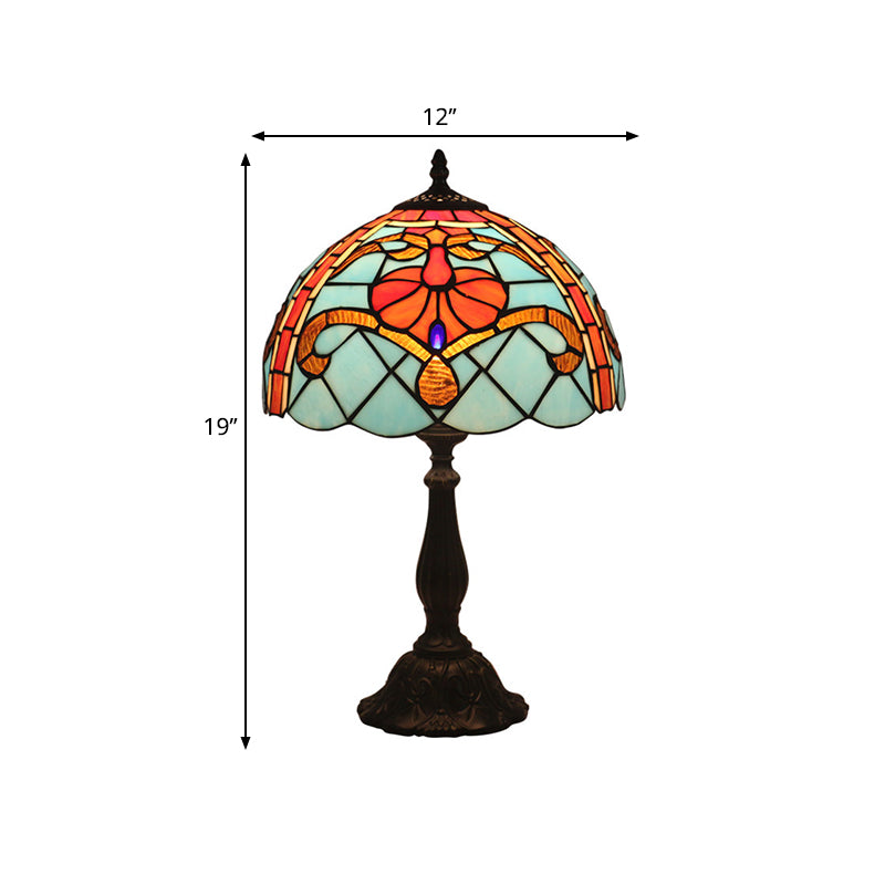 Mediterranean Dragonfly/Star/Tulip Nightstand Lamp Single Head Stained Glass Table Light in Bronze for Bedside Clearhalo 'Lamps' 'Table Lamps' Lighting' 295557_46fb86d0-d900-4e50-a8df-c9f4896a8b97