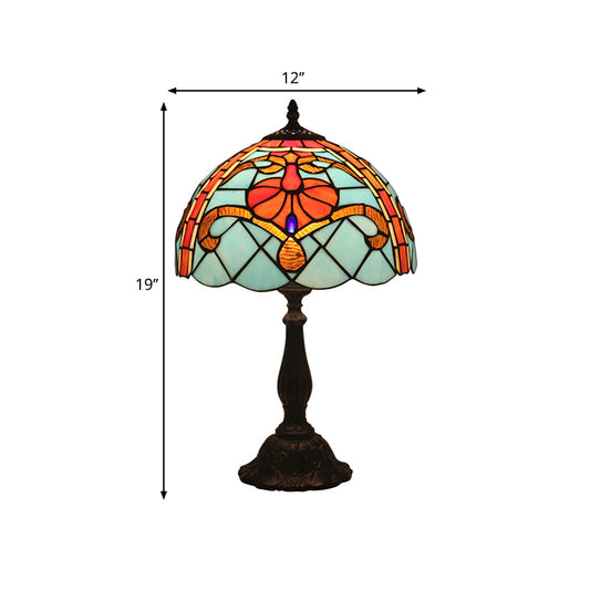 Mediterranean Dragonfly/Star/Tulip Nightstand Lamp Single Head Stained Glass Table Light in Bronze for Bedside Clearhalo 'Lamps' 'Table Lamps' Lighting' 295557