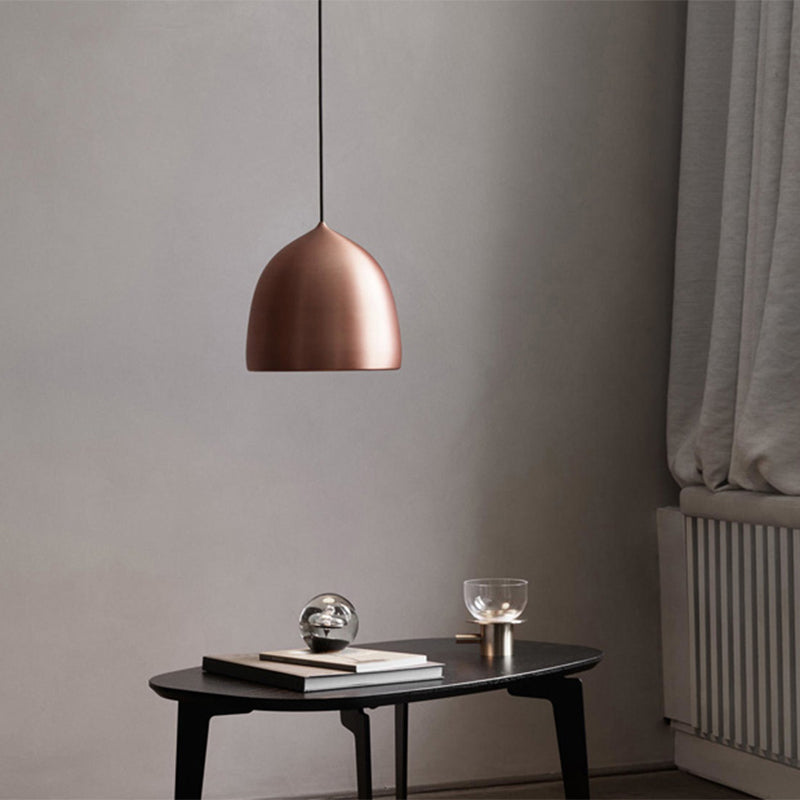 Metal Domed Shaped Hanging Light Modern Style 1 Light Black/Copper Suspension Pendant for Dining Room Clearhalo 'Ceiling Lights' 'Modern Pendants' 'Modern' 'Pendant Lights' 'Pendants' Lighting' 295567