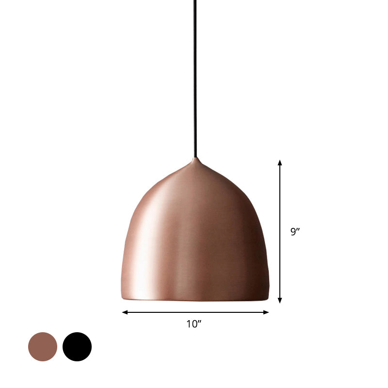 Metal Domed Shaped Hanging Light Modern Style 1 Light Black/Copper Suspension Pendant for Dining Room Clearhalo 'Ceiling Lights' 'Modern Pendants' 'Modern' 'Pendant Lights' 'Pendants' Lighting' 295570