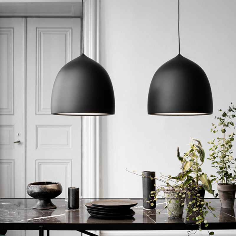 Metal Domed Shaped Hanging Light Modern Style 1 Light Black/Copper Suspension Pendant for Dining Room Black Clearhalo 'Ceiling Lights' 'Modern Pendants' 'Modern' 'Pendant Lights' 'Pendants' Lighting' 295571