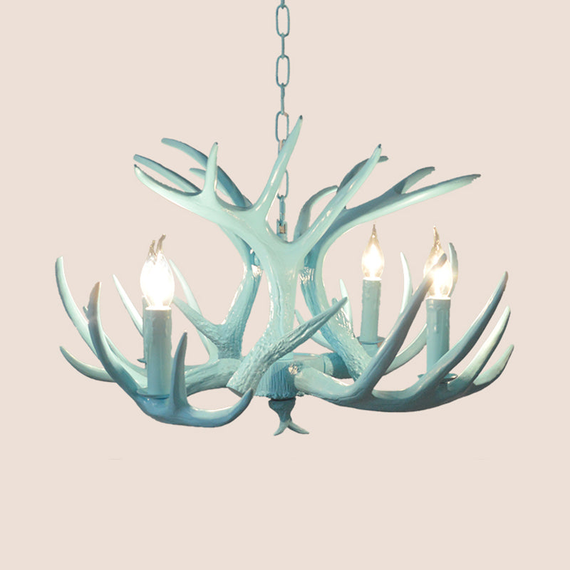 4/8 Heads Branch Chandelier Lighting Cottage Blue Resin Hanging Ceiling Lamp for Living Room Clearhalo 'Ceiling Lights' 'Chandeliers' Lighting' options 295581