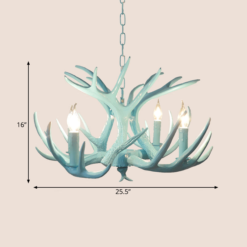 4/8 Heads Branch Chandelier Lighting Cottage Blue Resin Hanging Ceiling Lamp for Living Room Clearhalo 'Ceiling Lights' 'Chandeliers' Lighting' options 295582