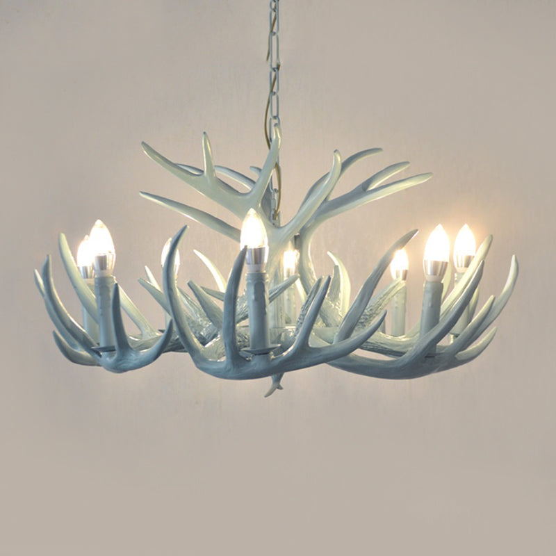 4/8 Heads Branch Chandelier Lighting Cottage Blue Resin Hanging Ceiling Lamp for Living Room Clearhalo 'Ceiling Lights' 'Chandeliers' Lighting' options 295583