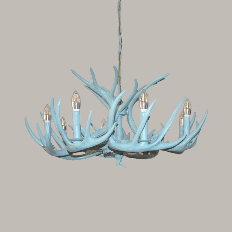 4/8 Heads Branch Chandelier Lighting Cottage Blue Resin Hanging Ceiling Lamp for Living Room Clearhalo 'Ceiling Lights' 'Chandeliers' Lighting' options 295584