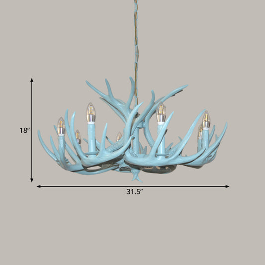 4/8 Heads Branch Chandelier Lighting Cottage Blue Resin Hanging Ceiling Lamp for Living Room Clearhalo 'Ceiling Lights' 'Chandeliers' Lighting' options 295585