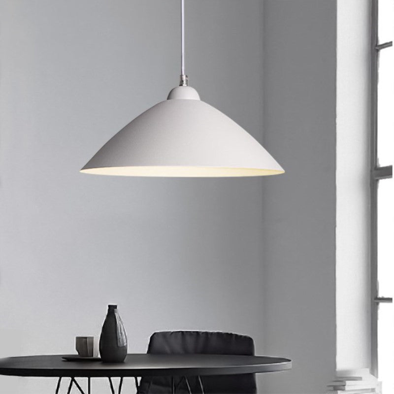 Conical Metal Pendant Lamp Contemporary 1 Light Black/White Pendulum Light for Dining Room White Clearhalo 'Ceiling Lights' 'Modern Pendants' 'Modern' 'Pendant Lights' 'Pendants' Lighting' 295591