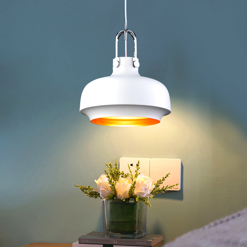 Modern Barn Metal Hanging Ceiling Light 10"/14" Wide 1 Light Pendant Lighting Fixture in White/Pink White Clearhalo 'Ceiling Lights' 'Modern Pendants' 'Modern' 'Pendant Lights' 'Pendants' Lighting' 295603