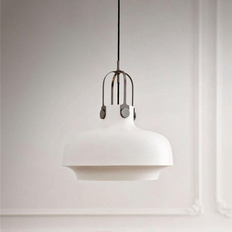 Modern Barn Metal Hanging Ceiling Light 10"/14" Wide 1 Light Pendant Lighting Fixture in White/Pink Clearhalo 'Ceiling Lights' 'Modern Pendants' 'Modern' 'Pendant Lights' 'Pendants' Lighting' 295604