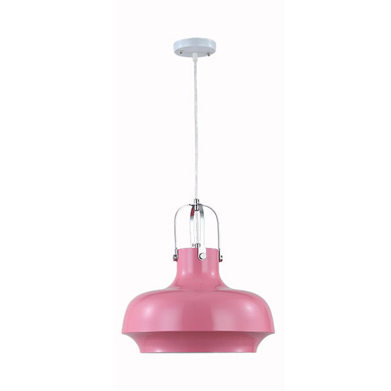 Modern Barn Metal Hanging Ceiling Light 10"/14" Wide 1 Light Pendant Lighting Fixture in White/Pink Clearhalo 'Ceiling Lights' 'Modern Pendants' 'Modern' 'Pendant Lights' 'Pendants' Lighting' 295610