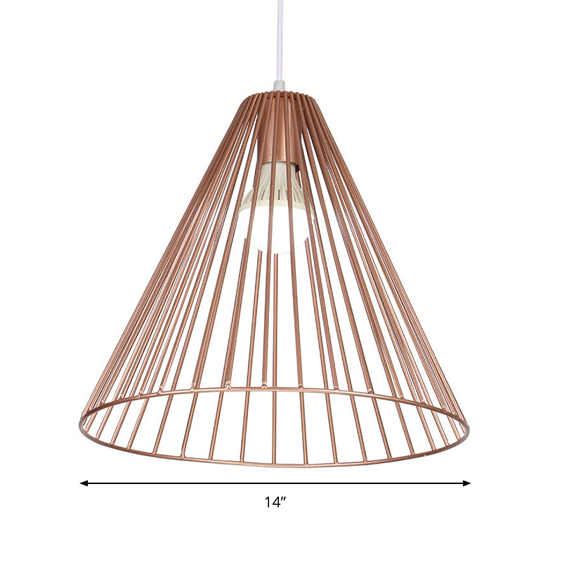 Tapered Restaurant Pendulum Light Metal 1 Light Contemporary Drop Pendant in Rose Gold Clearhalo 'Ceiling Lights' 'Modern Pendants' 'Modern' 'Pendant Lights' 'Pendants' Lighting' 295620